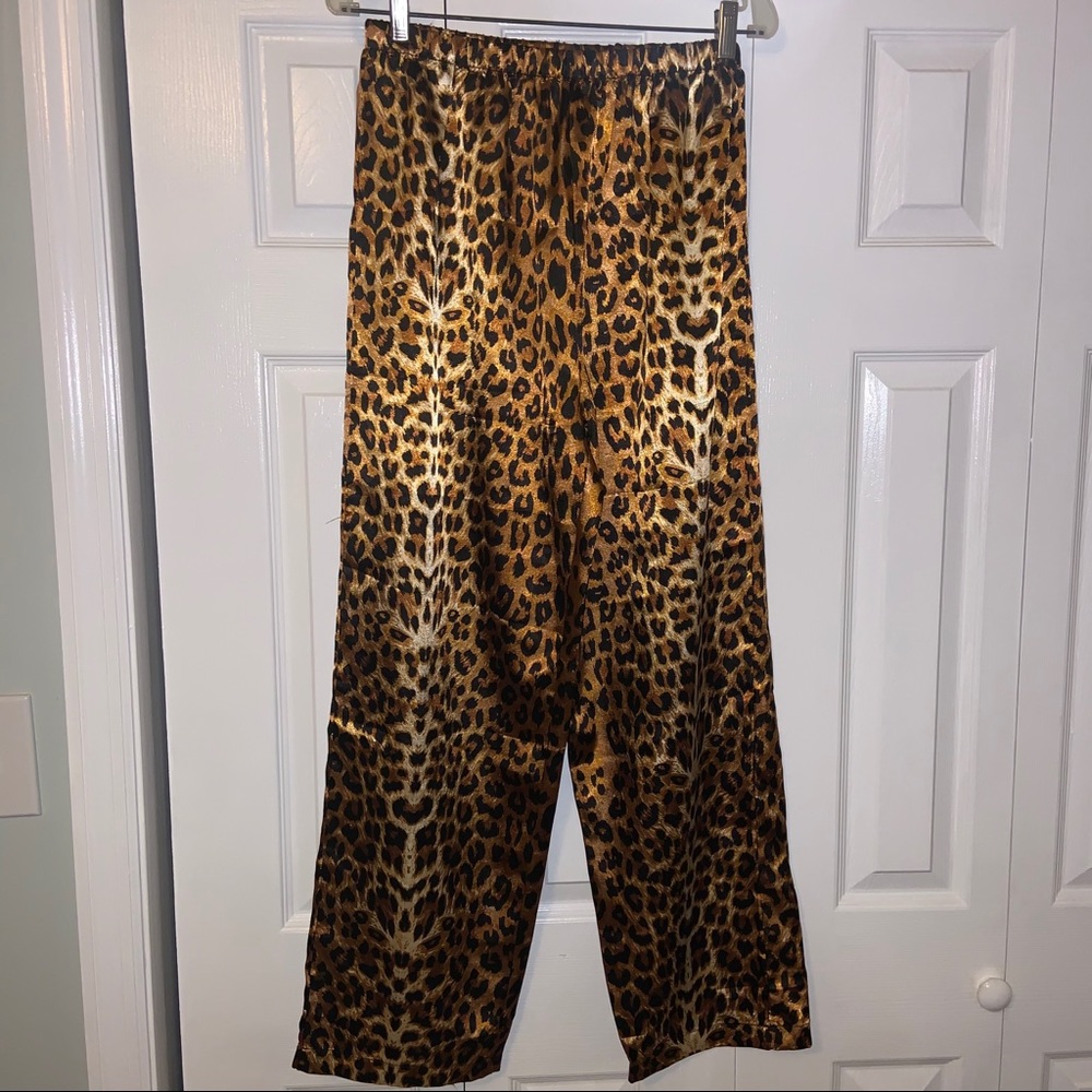 Adorable Leopard Print Silky Poly Pajama Pants L